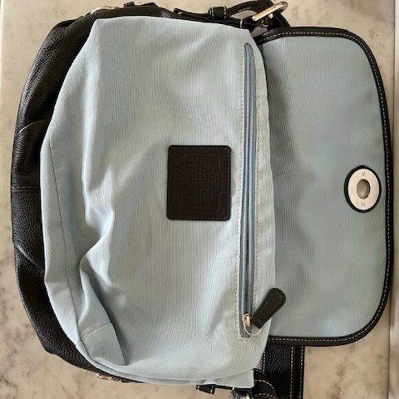 COACH Legacy Black Pebble Convertible Strap Leather White Stitiching Pur… - Picture 13 of 16